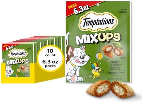 Temptations MixUps Crunchy and Soft Cat Treats, Catnip Fever, 6.3 oz, 10pk by Temptations
