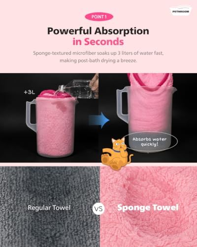 PETHROOM Pink Ultra Absorbent Pet Towel for Dog & Cat (Large) 23.6" x 47.2" - Image 4