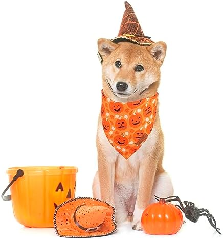 PTDECOR Halloween Dog Bandana, 2PCS Ghost Pumpkin Dog Scarf, Large - Image 3