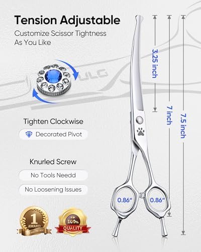 ULG Curved Dog Grooming Shears, 7 Inch, 440C Stainless Steel - Image 4