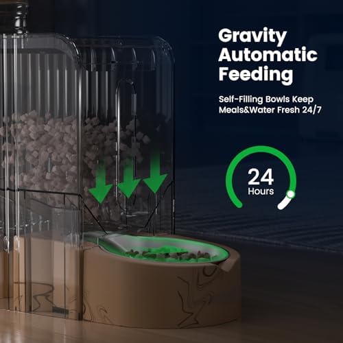 Gardner Pet Gravity Automatic 2-in-1 Pet Feeder, 0.8 Gallons*2 Cat Feeder and Water Dispenser Set, 100% BPA-Free and Stainless Steel Water Bowl for Dogs, Cats, Rabbits, Puppies (Light Woodgrain) - Image 3