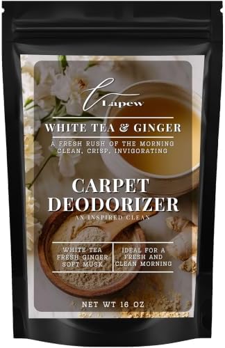 Lapew White Tea & Ginger Carpet Deodorizer Powder - Pet Safe Freshener for Vacuuming | Scented Odor Eliminator for Home | 16 oz by Lapew