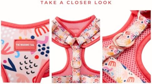 Wagging Tail Premium No Pull Dog Harness - Adjustable, Soft, Cute Dog Vest for Medium, Large & Small Dogs (Pink Bohemian, Small) - Image 3