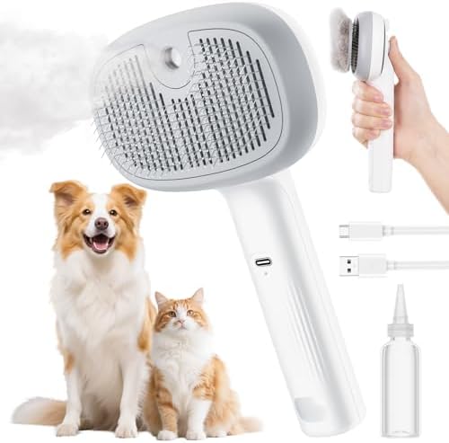 Pecute Self-Cleaning Steam Dog Cat Brush for Heavy Shedding/Long Coats by pecute