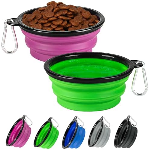 Collapsible Dog Bowl for Travel,2-Pack 12oz Pet Portable Water Food Bowls by HOSCAPE