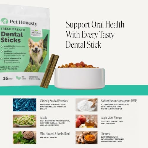 Pet Honesty Vet Backed Dog Dental Treats for Fresh Breath, Mint, 16 Ct - Image 3