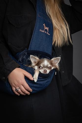 Noah & Paw Dog Sling Carrier for Small Dogs 3-10lb, Dog Sling for Small Dogs and Cats, Dog Carrier with Adjustable Padded Strap, Vegan Denim Lined with Fur, 3X Safety Features, Machine Washable - Image 3