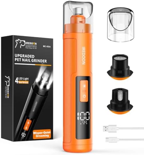 IREDOON Dog Nail Grinder with 4 LED Lights, 3 Speeds Super Quiet for Pets by IREDOON