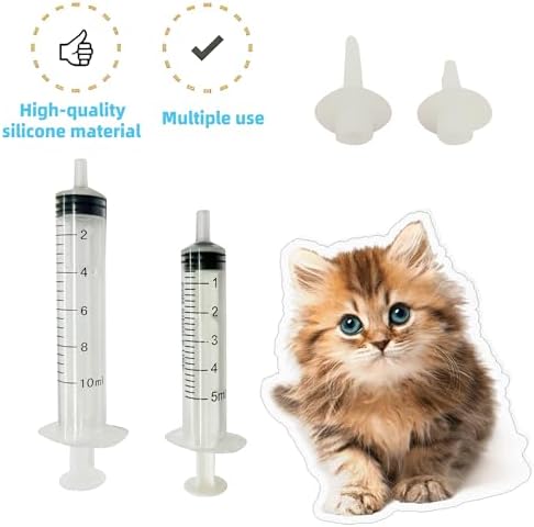 Kitten Nipples for Feeding Puppy Bottle with Nipple and Syringe - Image 5