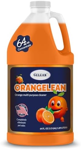 Multi Purpose Cleaner Pet Odor eliminator 64oz - Concentrate MAKES 32 GALLON - MADE IN USA- pH Neutral - Strong Floor Cleaner Odor eliminator - Stain Remover Cleaner & Deodorant (64 Fl Oz, Orangelean) by GELEANhighqualityproduct