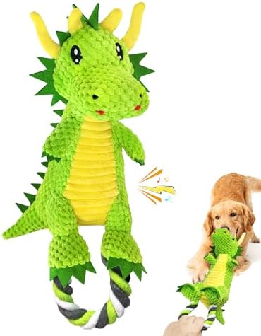 Jeefome Interactive Squeaky Dog Chew Toy,Plush Dog Rope Toys for Small Medium and Large Dogs,Tug of War Dog Toys to Keep Them Busy,Training Reward Gift,Teeth Cleanin by Jeefome