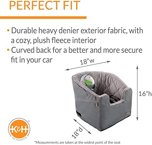 K&H Pet Products Bucket Booster Dog Car Seat, Washable Cat & Dog Car Seat, Sturdy Booster for Small to Medium Pets, 2 Safety Leashes, Small Gray/Gray - Image 2
