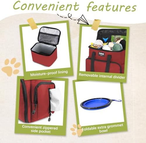 Dog Travel Bag Airline Approved–Pet Travel Tote with Collapsible Bowls,Food Containers & Feeding Mat–Multi-Pocket Organizer for Dogs & Cats, Durable & Water-Resistant for Hiking,Trips,Outdoors - Image 5