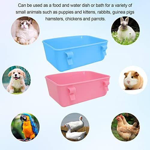 6 Pack Feeder (Blue, Pink), Hanging Feeder,Food and Water Container, Bath Water Bowl Universal for Birds Hamsters Mice Rats Rabbit Guinea Pig Small Pets (S) (S) - Image 2