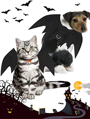 Halloween Dog Bat Wings Costume, Pet Halloween Cosplay Party Dress Up Costume for Small Dogs and Cats(S) Black - Image 2