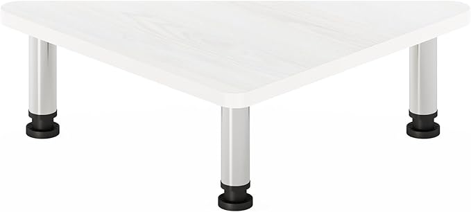 Furinno Turn-N-Tube Corner Monitor Riser Stand, White Oak, Stainless Steel Tubes - Image 5