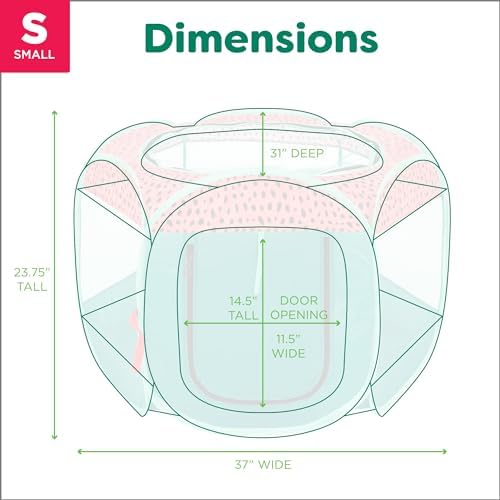 Furhaven Portable Dog Playpen Cat Tent, Pet Playground,Kennel Foldable Indoor Outdoor Zippered Puppy Crate - Green & Pink, Small - Image 4