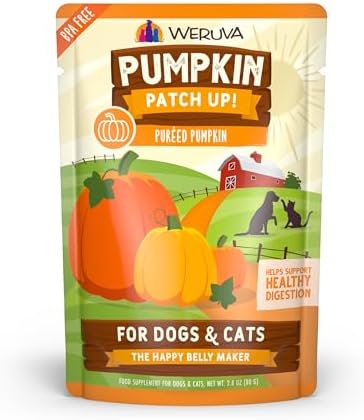 Weruva Pumpkin Patch Up!, Pumpkin Puree Pet Food Supplement for Dogs & Cats, 2.80oz Pouch (Pack of 12) by Weruva