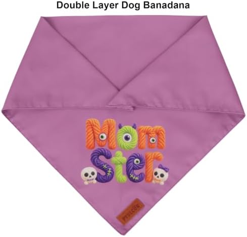 PTDECOR Halloween Dog Bandanas Girl, Knitter‑Look Print Pet Scarf, Large - Image 4