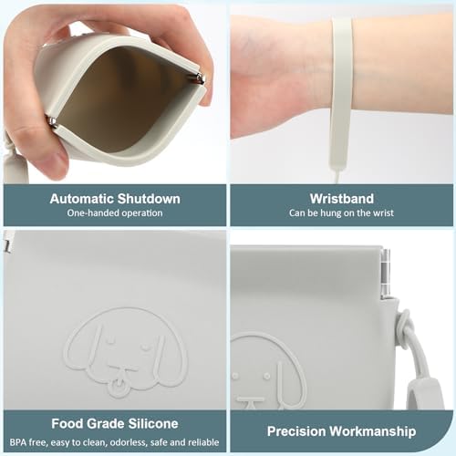 WALLFID Silicone Dog Treat Pouch Small Bag,Auto Closure,with Pet Training Clicker,Walking Bag for Dog and Cat,Pocket Size,Easy to Clean,Odorless (light grey) - Image 4