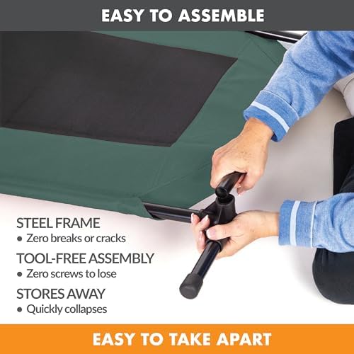 K&H Outdoor Elevated Dog Bed for Medium & Large Pets, Green, Large 42x30in - Image 4