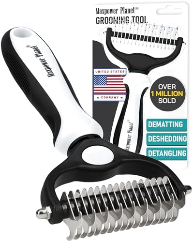 Maxpower Planet Pet Grooming Brush - Double-Sided Undercoat Rake for Dogs and Cats, Extra Wide, Reduces Shedding by 95%, White by MaxpowerPlanet