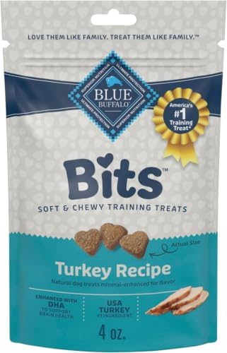 Blue Buffalo Bits Soft Dog Treats for Training, Made with Natural Ingredients & Enhanced with DHA, Turkey Recipe, 4-oz Bag (Pack of 6) by BlueBuffaloCompanyLtd