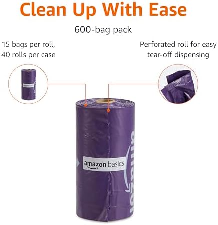 Amazon Basics Premium Dog Poop Bags, 600 Count, Enhanced Leakproof, Premium Lavender Scented - Image 2