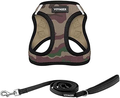 Best Pet Supplies Voyager Step-in Air All Weather Mesh Harness and Reflective Dog 5ft Leash Combo with Neoprene Handle, for Small, Medium and Large Breed Puppies - Army Base, Small by BestPetSuppliesLLC