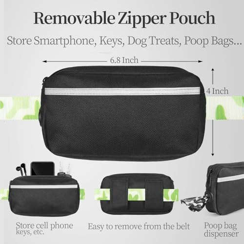 iYoShop Hands Free Dog Leash with Zipper Pouch, White-Green Mix, Large - Image 2