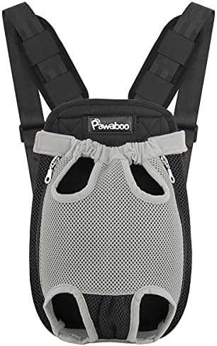Pawaboo Pet Carrier Backpack, Adjustable Pet Front Cat Dog Carrier Backpack Travel Bag, Legs Out, Easy-Fit for Traveling Hiking Camping for Small Medium Dogs Cats Puppies, Extra Large, Gray by Pawaboo