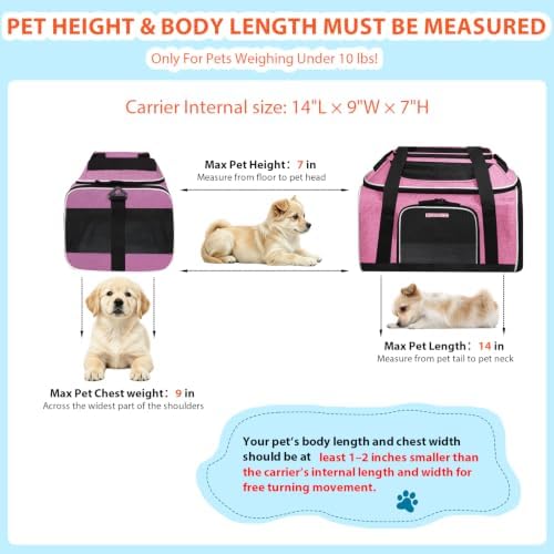 Petskd Top and Side Expandable Small Pet Carrier Airline Approved, Pink - Image 3