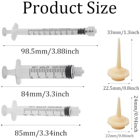 Pet Feeding Syringe with Soft Silicone Nipples, Newborn Nursing Feeder for Kittens, Puppies, Rabbits, Small Animals(1ml+3m+5ml+2 Nipples) - Image 2