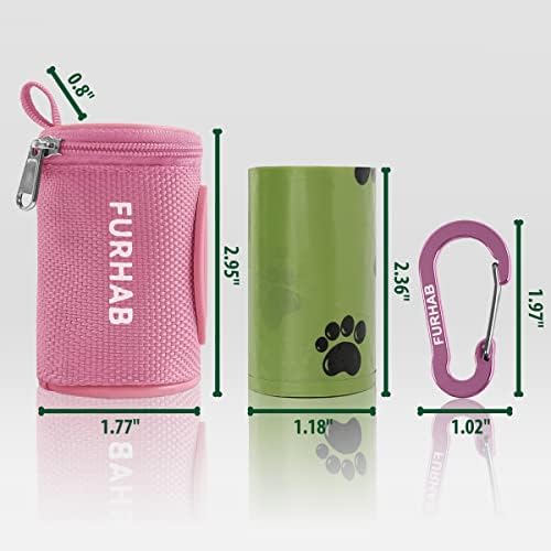 FURHAB Dog Poop Bag Holder for Leash with Carabiner Clip Soft Fabric - Image 6