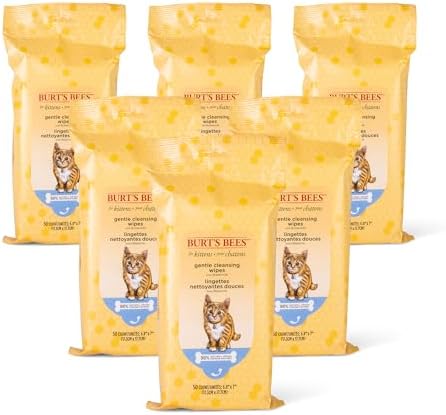 Burts Bees for Pets Kitten Grooming Wipes with Buttermilk, 50 Count, 6-Pack by BurtsBeesforPets