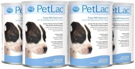 Pet-Ag PetLac Powder for Puppies - 10.5 oz, Pack of 4 - Puppy Milk Replacement Powder for Puppies Newborn to Six Weeks Old - Easy to Digest by PetAg