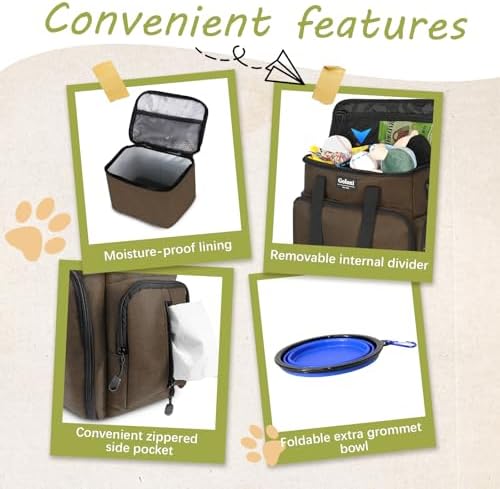 Dog Travel Bag Airline Approved–Pet Travel Tote with Collapsible Bowls,Food Containers & Feeding Mat–Multi-Pocket Organizer for Dogs & Cats, Durable & Water-Resistant for Hiking,Trips,Outdoors - Image 5
