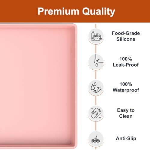 22" x 19" Extra Thick Silicone Mat Waterproof with Raised Edge, Pink - Image 2