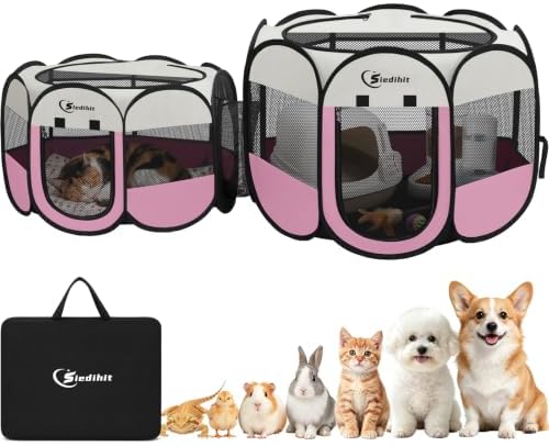 Dog Cat Playpen 2-in-1 Indoor Outdoor for Puppy Pet Recovery After Surgery by Siedihit