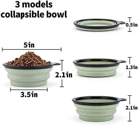 SLSON Collapsible Pet Feeder, 2 Pack Dog Bowls with Cover Lids, Portable Foldable Cat Water Dish Bowl for Pets, Small, Fairy Pink and Sprout Green - Image 6
