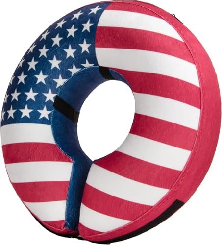 BENCMATE Inflatable Dog Cone Collar Alternative After Surgery Medium+,Flag by BENCMATE