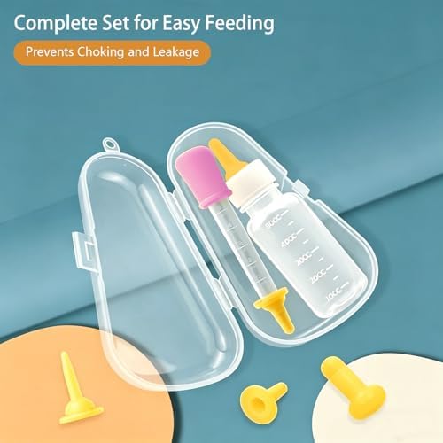 Pet Feeding Kit for Newborn Cats & Dogs | 50ml Milk Bottle + Dropper + 4 Replaceable Nipples | Kitten & Puppy Nursing Tools (50ml Milk Bottle Set(6 Piece)) - Image 5