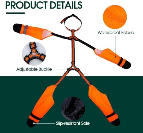 Dog Suspender Boots, Anti-Slip & Fall Waterproof Dog Shoes Leggings, Dog Paw Protector for Small Medium Dogs, Adjustable Dog Boots Pet Shoes for Outdoor Walking - Image 3