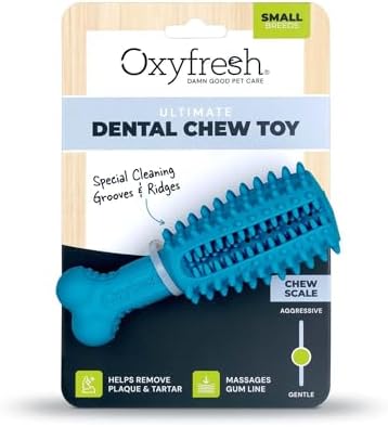 Oxyfresh Dog Dental Chew Toy - Best Dog Teeth Cleaning Toy – A Simple Bite and Brush Toy that Helps Remove Plaque, Cleans Teeth & Freshens Breath Without Brushing - Small by Oxyfresh