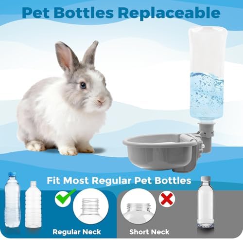 VANNON Anti-Splash Pet Water Bowl for Crates, 23oz Gravity Dispenser, Grey - Image 2