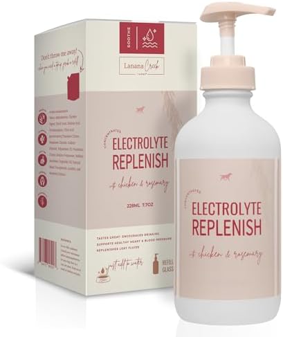 Lanana Creek Farms® Electrolyte Replenish 7.7 oz Glass Bottle with Pump | Vet-Formulated Hydration Booster | Restore Balance and Promote Recovery | Made in the USA by LananaCreekFarms