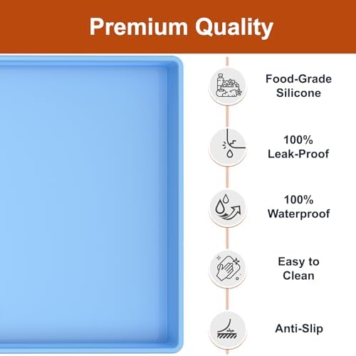 19" x 12" Extra Thick Silicone Mat Waterproof with Raised Edge, Blue - Image 2