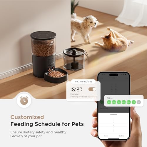 IMIPAW Automatic Cat Feeder 5G WiFi and Water Dispenser, Timed Dry Food Dispenser APP Remote Control, Programmable Portions, with Desiccant, Cat Fountains for Drinking with Filter, Small Pets (Combo) - Image 3