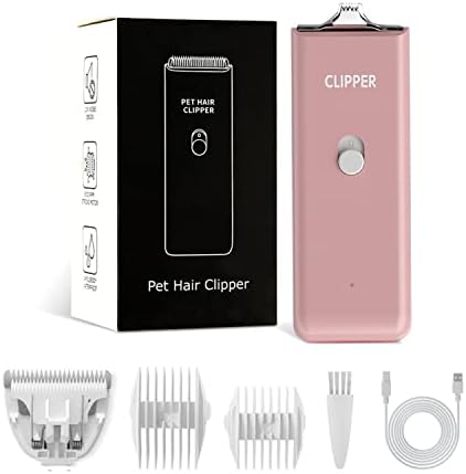Feet Hair Trimmer, Dog Clippers,Quiet Washable USB Rechargeable Cordless Dog Grooming Kit,Electric Pets Hair Trimmers Shaver Shears for Dogs and Cats Pink by Tileon
