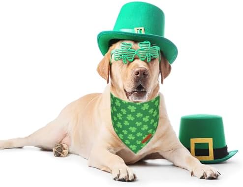 ADOGGYGO St. Patrick's Day Dog Bandana, Green Shamrock Pet Scarf, Adjustable Fit Saint Patrick Bandanas for Large and Extra Large Dogs (X-Large) - Image 3